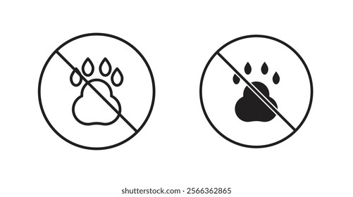 Forbidden dog pet signs in line stroke and flat versions