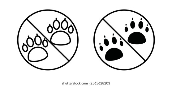 Forbidden dog pet signs set in black and white colors