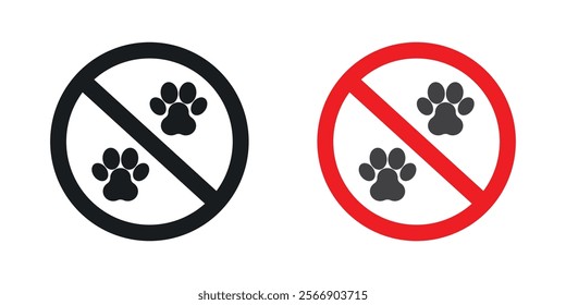 Forbidden dog pet signs set in black and colored