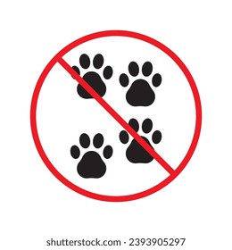 Forbidden dog pet vector icon. Warning, caution, attention, restriction, label, ban, danger. No pet paw flat sign design pictogram symbol. No animal wolf paw icon UX UI