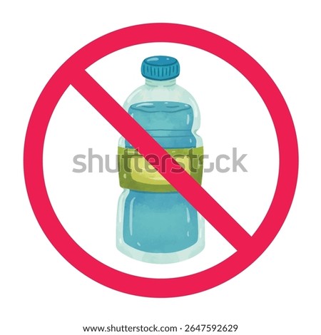 Forbidden drink sign, no drinking allowed sign, forbidden water bottle sign, drink water bottle with red crossed circle symbol