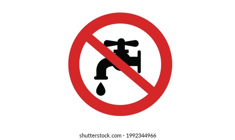 Signo de bebida prohibida. Ilustración aislada de vectores de un icono de grifo con una gota de agua