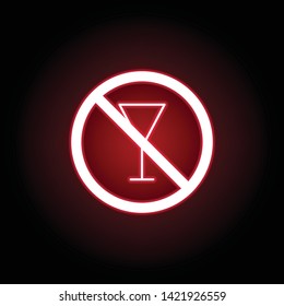 Forbidden drinking, tea icon in red neon style. Can be used for web, logo, mobile app, UI, UX 