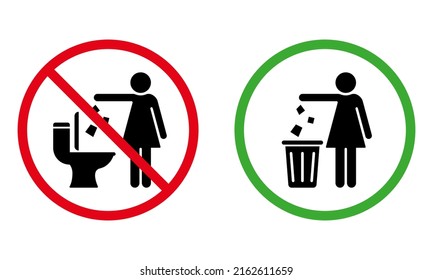Forbidden Drop Rubbish Silhouette Sign. Please Keep Clean Sticker. Warning Throw Waste to Basket. Allowed Throw Litter, Garbage in Bin Icon. Caution No Dump. Isolated Vector Illustration.