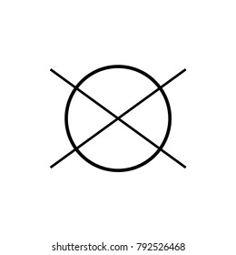Forbidden dry cleaning clothes. Symbol prohibition bleaching. Sign care for textile, tissue, garment. Mark for label. Vector illustration