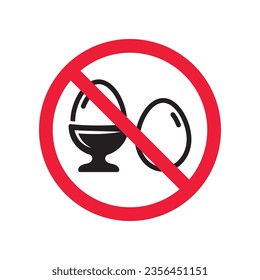 Forbidden egg vector icon. Warning, caution, attention, restriction, label, ban, danger. No eggs flat sign design pictogram symbol. No egg icon