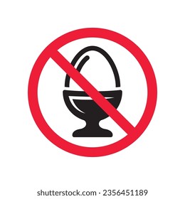Forbidden egg vector icon. Warning, caution, attention, restriction, label, ban, danger. No eggs flat sign design pictogram symbol. No egg icon