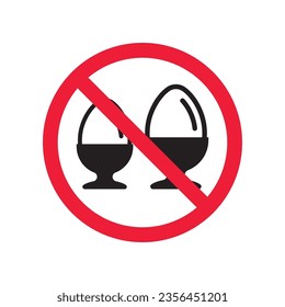 Forbidden egg vector icon. Warning, caution, attention, restriction, label, ban, danger. No eggs flat sign design pictogram symbol. No egg icon