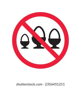 Forbidden egg vector icon. Warning, caution, attention, restriction, label, ban, danger. No eggs flat sign design pictogram symbol. No egg icon