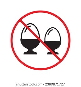 Forbidden egg vector icon. Warning, caution, attention, restriction, label, ban, danger. No eggs flat sign design pictogram symbol. No egg icon UX UI