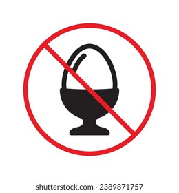 Forbidden egg vector icon. Warning, caution, attention, restriction, label, ban, danger. No eggs flat sign design pictogram symbol. No egg icon UX UI