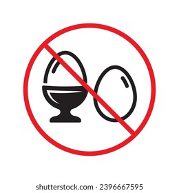 Forbidden egg vector icon. Warning, caution, attention, restriction, label, ban, danger. No eggs flat sign design pictogram symbol. No egg icon UX UI