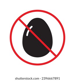 Forbidden egg vector icon. Warning, caution, attention, restriction, label, ban, danger. No eggs flat sign design pictogram symbol. No egg icon UX UI