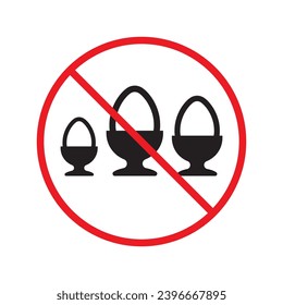 Forbidden egg vector icon. Warning, caution, attention, restriction, label, ban, danger. No eggs flat sign design pictogram symbol. No egg icon UX UI