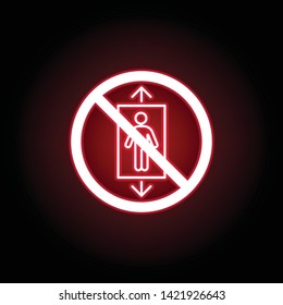 Forbidden elevator, lift icon in red neon style. Can be used for web, logo, mobile app, UI, UX 