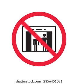 Forbidden elevator vector icon. Warning, caution, attention, restriction, label, ban, danger. No lift elevator flat sign design pictogram symbol. No elevator icon