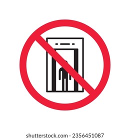 Forbidden elevator vector icon. Warning, caution, attention, restriction, label, ban, danger. No lift elevator flat sign design pictogram symbol. No elevator icon