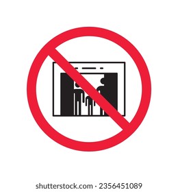 Forbidden elevator vector icon. Warning, caution, attention, restriction, label, ban, danger. No lift elevator flat sign design pictogram symbol. No elevator icon