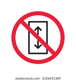 Forbidden elevator vector icon. Warning, caution, attention, restriction, label, ban, danger. No lift elevator flat sign design pictogram symbol. No elevator icon