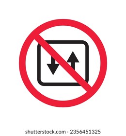 Forbidden elevator vector icon. Warning, caution, attention, restriction, label, ban, danger. No lift elevator flat sign design pictogram symbol. No elevator icon