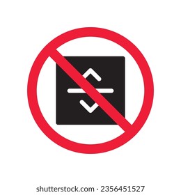 Forbidden elevator vector icon. Warning, caution, attention, restriction, label, ban, danger. No lift elevator flat sign design pictogram symbol. No elevator icon