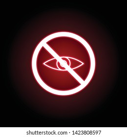 Forbidden eye look icon in red neon style. can be used for web, logo, mobile app, UI, UX 
