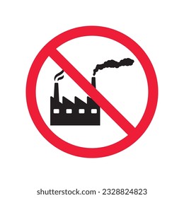 Verbotenes Factory-Vektorsymbol. Verbotene Warnung, Vorsicht, Aufmerksamkeit, eingeschränkte Kennzeichnung Gefahr. Kein flaches Fabrikschild-Design. Fabriksymbol-Piktogramm