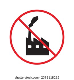 Icono vectorial de fábrica prohibida. Advertencia prohibida, precaución, atención, peligro de etiqueta de restricción. No hay diseño de señales planas de fábrica. Símbolo de fábrica pictograma UX UI