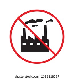 Verbotenes Factory-Vektorsymbol. Verbotene Warnung, Vorsicht, Aufmerksamkeit, eingeschränkte Kennzeichnung Gefahr. Kein flaches Fabrikschild-Design. Werkssymbole Piktogramm UX UI
