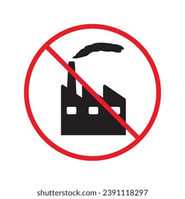 Forbidden Factory vector icon. Prohibited Warning, caution, attention, restriction label danger. No Factory flat sign design. Factory symbol pictogram UX UI