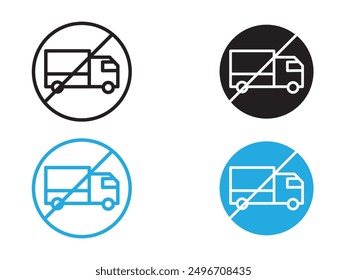 forbidden fast truck icon black and white vector outline sign
