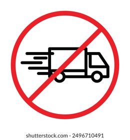 verbotenes schnelles LKW-Symbol lineares Logo-Zeichen in schwarz-weiß