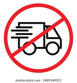forbidden fast truck icon Vector symbol or sign set collection in black and white outline