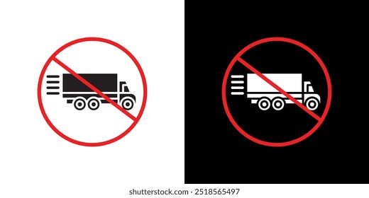 Ilustración de línea delgada plana de Vector de icono de camión rápido prohibido