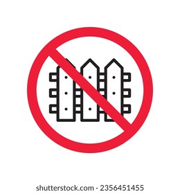 Forbidden fence vector icon. Warning, caution, attention, restriction, label, ban, danger. No fence flat sign design pictogram symbol. No fence icon