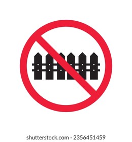 Icono vectorial de la cerca prohibida. Advertencia, precaución, atención, restricción, etiqueta, prohibición, peligro. No hay ningún símbolo de pictograma de diseño de señas planas. No hay icono de cerca