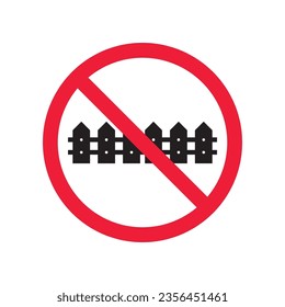 Forbidden fence vector icon. Warning, caution, attention, restriction, label, ban, danger. No fence flat sign design pictogram symbol. No fence icon