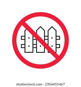 Forbidden fence vector icon. Warning, caution, attention, restriction, label, ban, danger. No fence flat sign design pictogram symbol. No fence icon