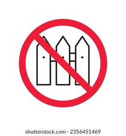 Forbidden fence vector icon. Warning, caution, attention, restriction, label, ban, danger. No fence flat sign design pictogram symbol. No fence icon