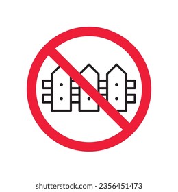 Forbidden fence vector icon. Warning, caution, attention, restriction, label, ban, danger. No fence flat sign design pictogram symbol. No fence icon