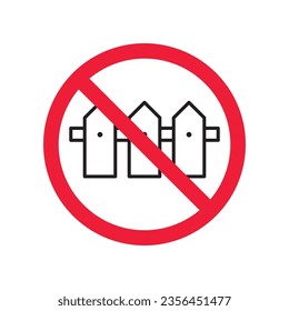 Forbidden fence vector icon. Warning, caution, attention, restriction, label, ban, danger. No fence flat sign design pictogram symbol. No fence icon