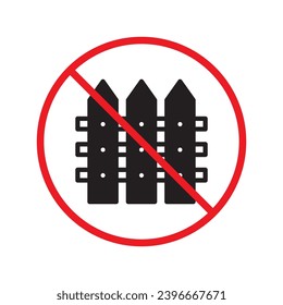 Forbidden fence vector icon. Warning, caution, attention, restriction, label, ban, danger. No fence flat sign design pictogram symbol. No fence icon UX UI