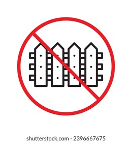 Forbidden fence vector icon. Warning, caution, attention, restriction, label, ban, danger. No fence flat sign design pictogram symbol. No fence icon UX UI