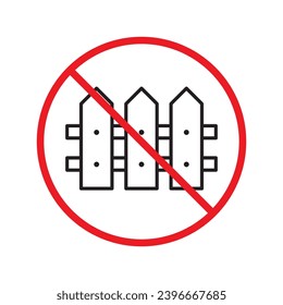 Forbidden fence vector icon. Warning, caution, attention, restriction, label, ban, danger. No fence flat sign design pictogram symbol. No fence icon UX UI