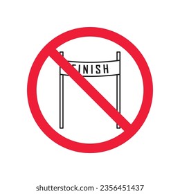 Verbotenes Finish, Vektorsymbol. Warnung, Vorsicht, Aufmerksamkeit, Einschränkung, Kennzeichnung, Verbot, Gefahr. Kein Piktogramm-Symbol für flaches Endzeichen. Flaggensymbol für kein Rennen
