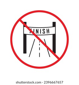 Verbotenes Finish, Vektorsymbol. Warnung, Vorsicht, Aufmerksamkeit, Einschränkung, Kennzeichnung, Verbot, Gefahr. Kein Piktogramm-Symbol für flaches Endzeichen. Kein Flaggenzeichen für den Ziellauf UX-Benutzeroberfläche