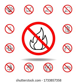 Forbidden fire icon. set can be used for web, logo, mobile app, UI, UX
