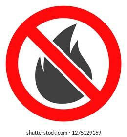 Forbidden fire vector icon symbol. Flat pictogram is isolated on a white background. Forbidden fire pictogram designed with simple style.