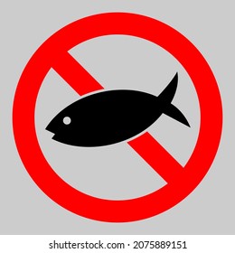 Forbidden fish vector icon. An isolated flat icon illustration of forbidden fish with nobody.