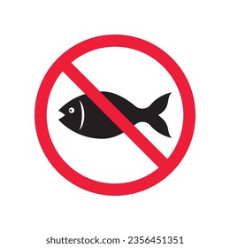 Forbidden fish vector icon. Warning, caution, attention, restriction, label, ban, danger. No fishing flat sign design pictogram symbol. No fish icon